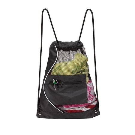 Sea Foam Company Buy Smart Depot G2437 Black Mesh Drawstring Backpack - Black G2437 Black